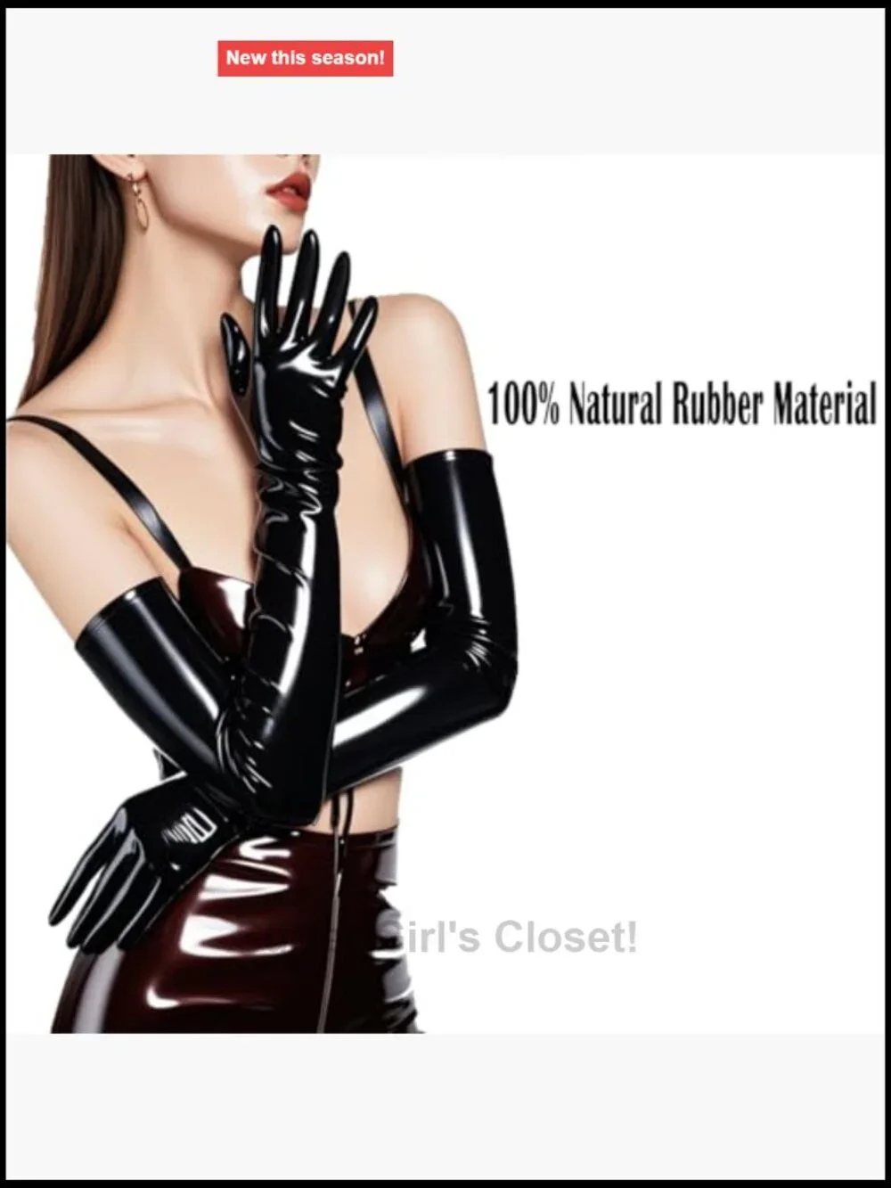Natural Latex Rubber Long Gloves Cosplay Clubwear Tight Fit